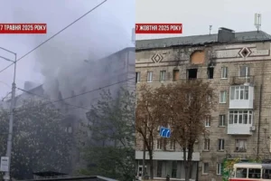 П’ять місяців після обстрілу: будинок на Табірній у Києві досі із вибитими вікнами